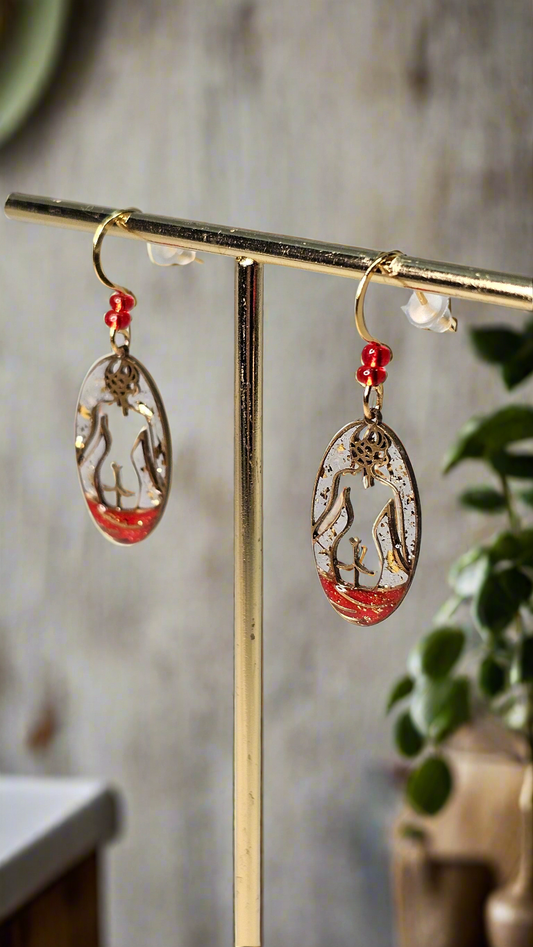 Boucles D'oreilles- Déesse Solaire - La femme Rouge